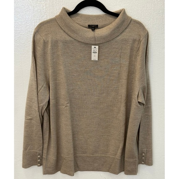 Talbots Sweaters - NWT Talbots Size 2X Sabrina Wool Metallic Gold "Mink Heath" Sparkle Sweater